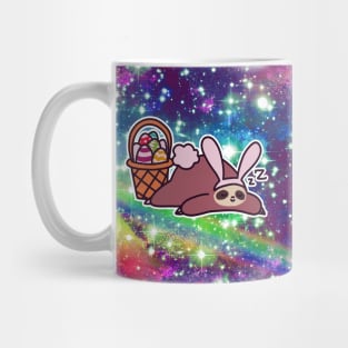 Sleepy Easter Bunny Sloth - Rainbow Space Mug